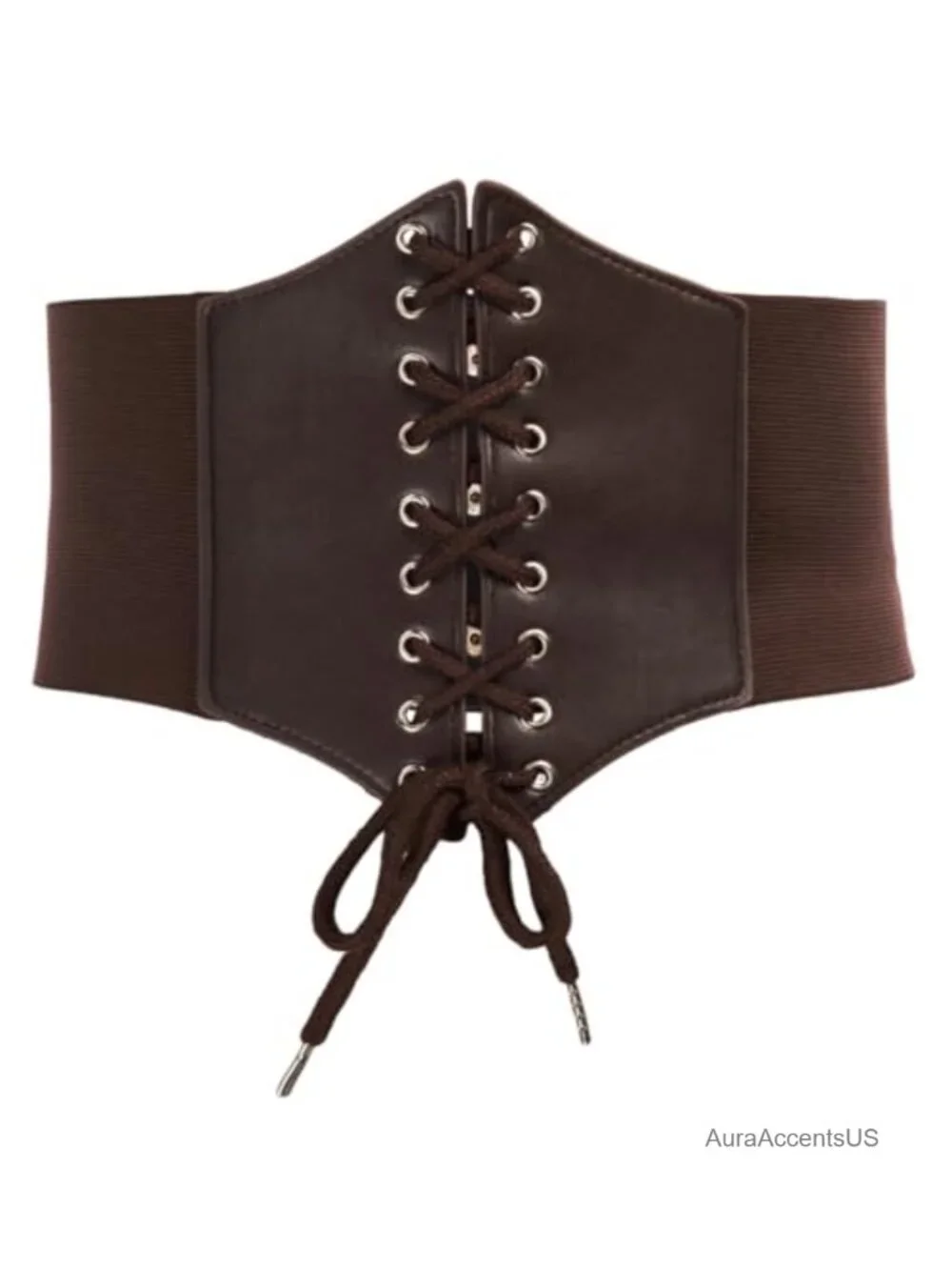 PU Leather Lace-up Cinch Belt Elastic Waist Belt Corset